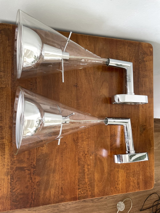 Image 1 of 2x Fontana Arte Flute Wandleuchten