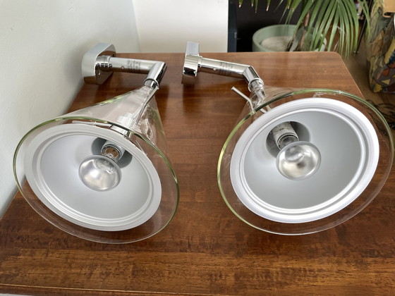 Image 1 of 2x Fontana Arte Flute Wandleuchten