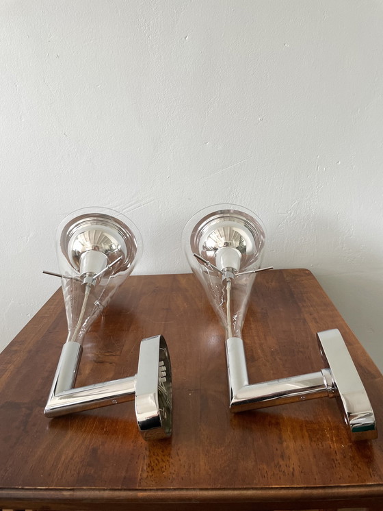 Image 1 of 2x Fontana Arte Flute Wandleuchten