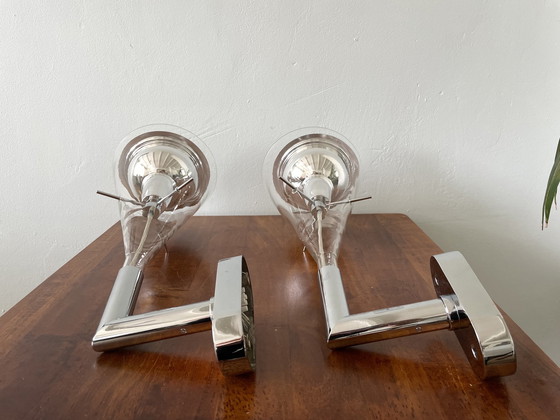 Image 1 of 2x Fontana Arte Flute Wandleuchten