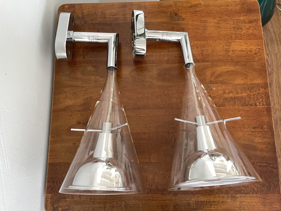 Image 1 of 2x Fontana Arte Flute Wandleuchten