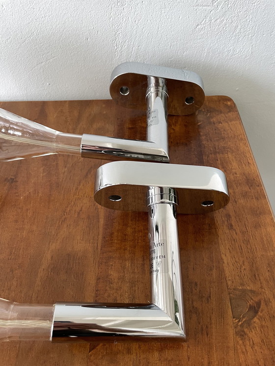 Image 1 of 2x Fontana Arte Flute Wandleuchten