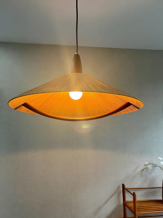 Image 1 of Hängelampe im skandinavischen Design von Temde Leuchten aus Teak und Seil