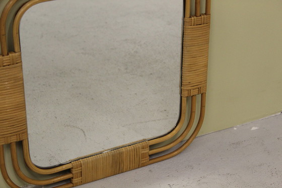 Image 1 of Vintage Rattanspiegel aus den 1960er Jahren