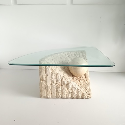 Vintage Mactan Couchtisch Muschelform Glasplatte