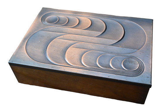 Image 1 of Dekorative Box aus geprägtem Eisen Dinanderie, Frankreich, 1970er Jahre