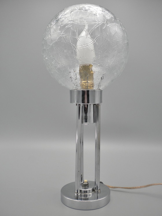 Image 1 of Claude-Paz et Silva – Seltene modernistische Art-Deco-Lampe aus Chrom aus den 1930er Jahren