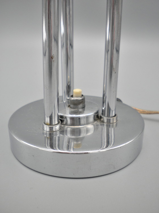Image 1 of Claude-Paz et Silva – Seltene modernistische Art-Deco-Lampe aus Chrom aus den 1930er Jahren