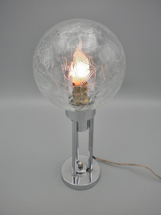 Image 1 of Claude-Paz et Silva – Seltene modernistische Art-Deco-Lampe aus Chrom aus den 1930er Jahren