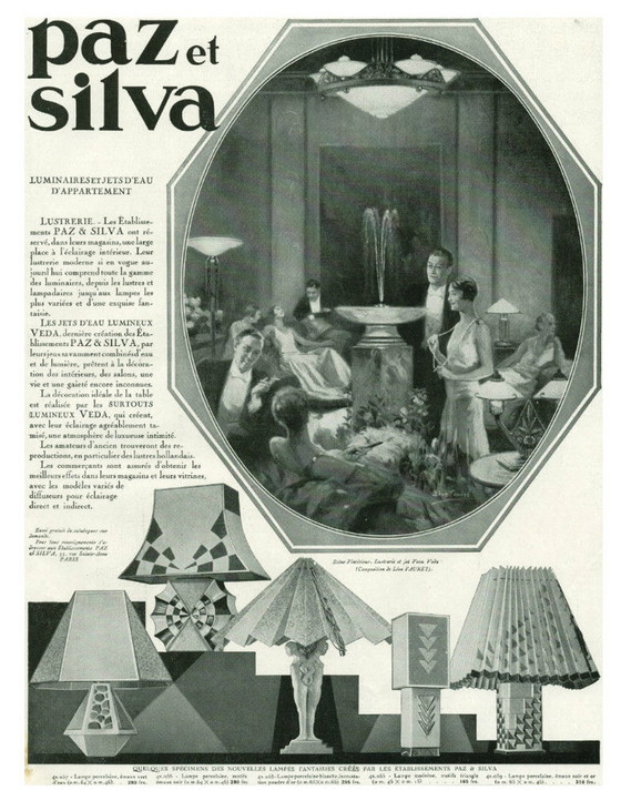 Image 1 of Claude-Paz et Silva – Seltene modernistische Art-Deco-Lampe aus Chrom aus den 1930er Jahren