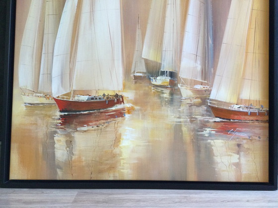 Image 1 of Wilfried Lang | Segelboote - Malerei im Kastenrahmen