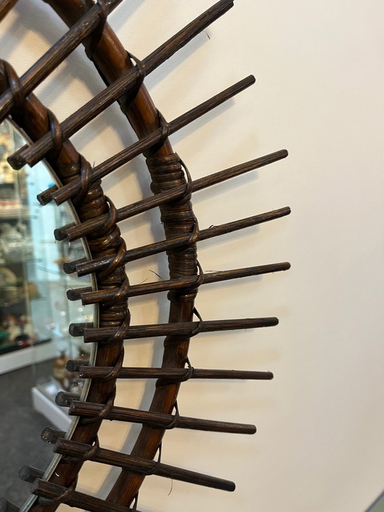 Image 1 of Französischer Vintage Spiegel aus Bambus & Rattan