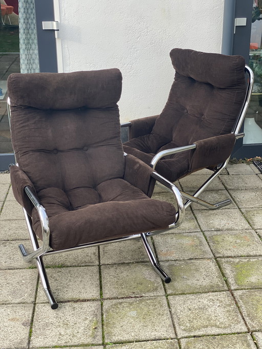 2 x Loungesessel aus Stahlrohr