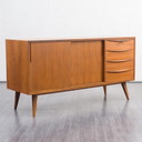 1950er Sideboard, VEB Hellerau, F. Ehrlich, Nussbaum, 150cm, restauriert