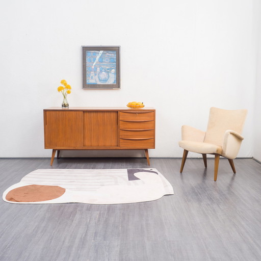 1950er Sideboard, VEB Hellerau, F. Ehrlich, Nussbaum, 150cm, restauriert