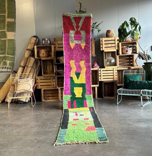 Marokkanischer bunter Boho-Berber-Läuferteppich