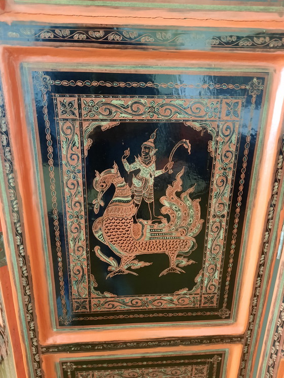 Image 1 of Klassischer Lack-Faltwandschirm aus Birma