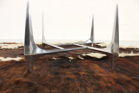 Image 1 of Knut Hesterberg Sculptural Aluminium Coffee Table / Couchtisch für Ronald Schmitt, neue 19mm Glasplatte!