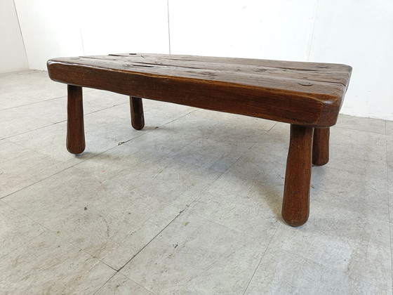 Image 1 of Brutalist Couchtisch aus massivem Holz