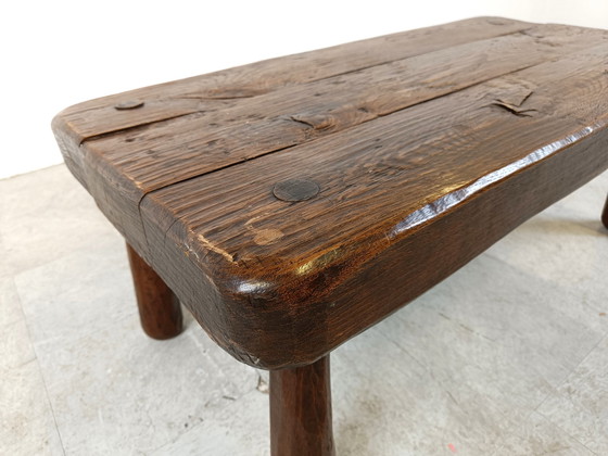 Image 1 of Brutalist Couchtisch aus massivem Holz