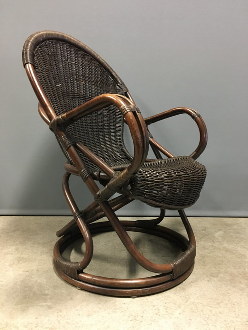 Rattan-Loungesessel aus der Mid Century