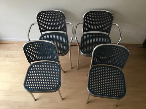 4x De Padova Silver Chair Esszimmer-/Besprechungsstühle graublau