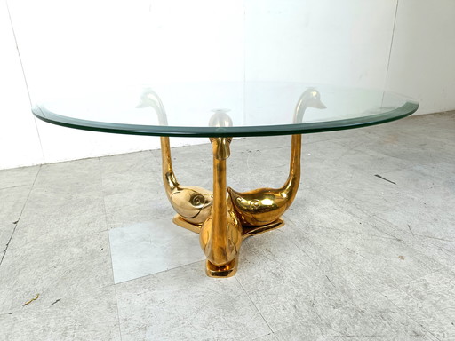 Vintage Schwanen-Couchtisch aus Messing