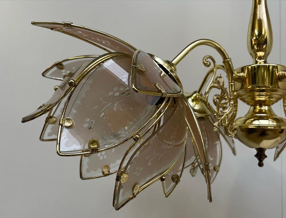 Image 1 of Großer Lotus Kronleuchter aus Messing