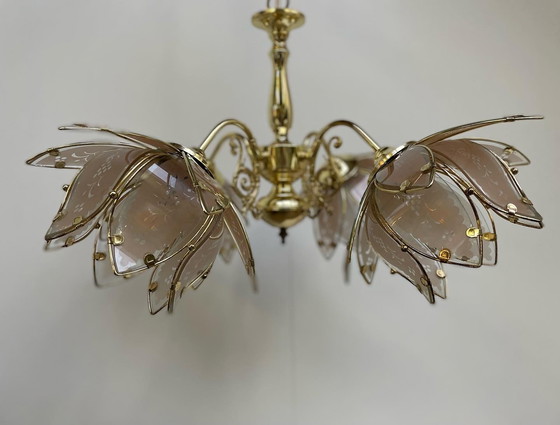 Image 1 of Großer Lotus Kronleuchter aus Messing