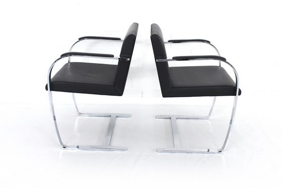 Image 1 of 2x Knoll Int. Brno Chair, Cantilever Chair / Freischwinger Stuhl, Mies van der Rohe,  Chromed flat steel, leather cover