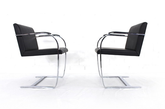Image 1 of 2x Knoll Int. Brno Chair, Cantilever Chair / Freischwinger Stuhl, Mies van der Rohe,  Chromed flat steel, leather cover