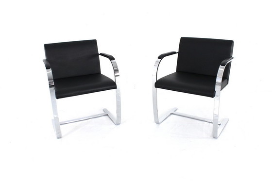 Image 1 of 2x Knoll Int. Brno Chair, Cantilever Chair / Freischwinger Stuhl, Mies van der Rohe,  Chromed flat steel, leather cover