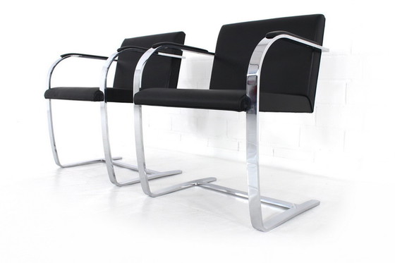 Image 1 of 2x Knoll Int. Brno Chair, Cantilever Chair / Freischwinger Stuhl, Mies van der Rohe,  Chromed flat steel, leather cover