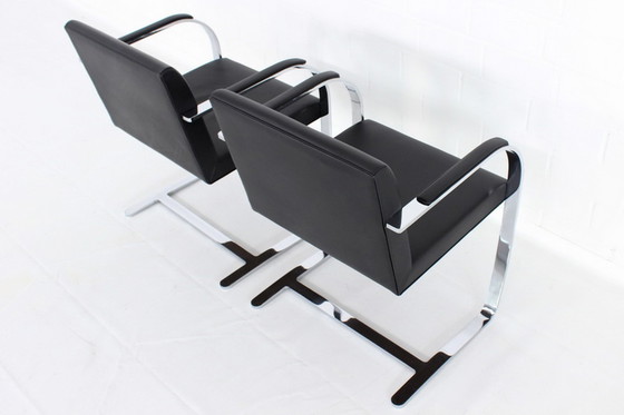 Image 1 of 2x Knoll Int. Brno Chair, Cantilever Chair / Freischwinger Stuhl, Mies van der Rohe,  Chromed flat steel, leather cover