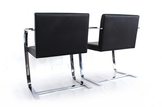 Image 1 of 2x Knoll Int. Brno Chair, Cantilever Chair / Freischwinger Stuhl, Mies van der Rohe,  Chromed flat steel, leather cover