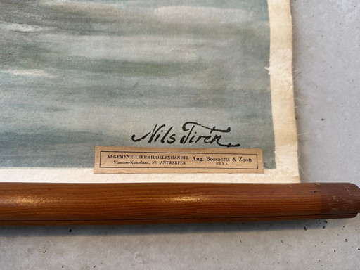 Vintage Leinen Schulkarte 'Siegel'