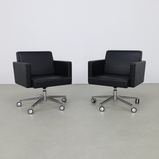 2x Lounge Chair auf Rollen aus Leder von Poltrona Frau