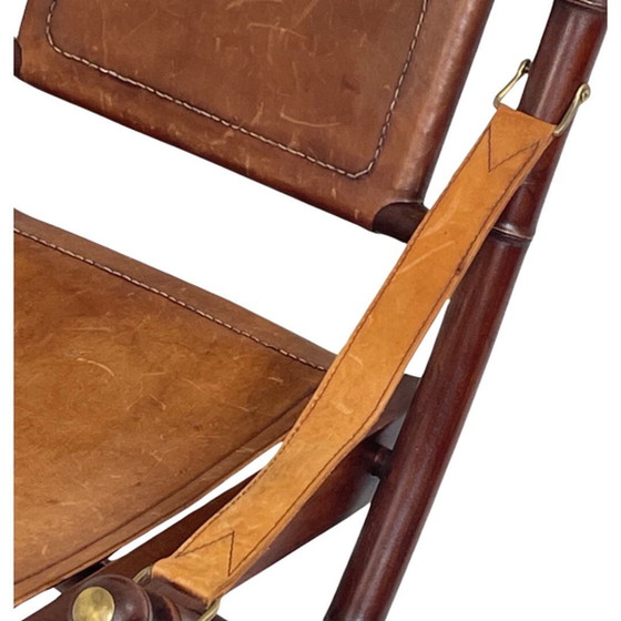 Image 1 of Offiziersstuhl - Holz- und Lederpolsterung -