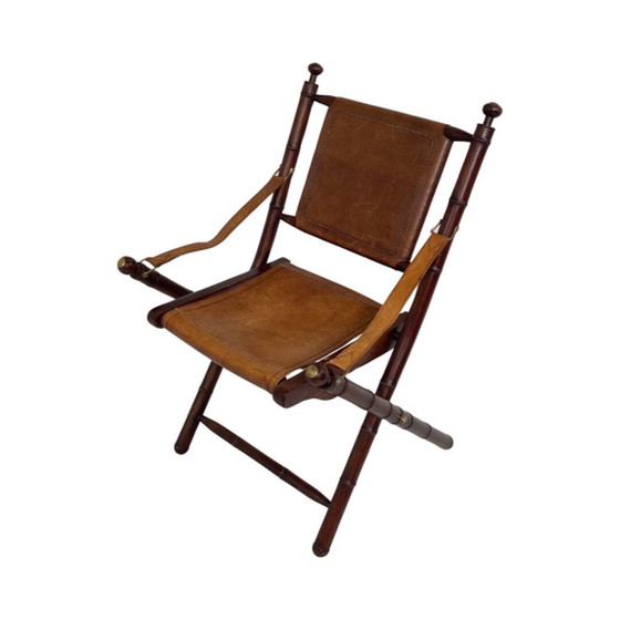 Image 1 of Offiziersstuhl - Holz- und Lederpolsterung -