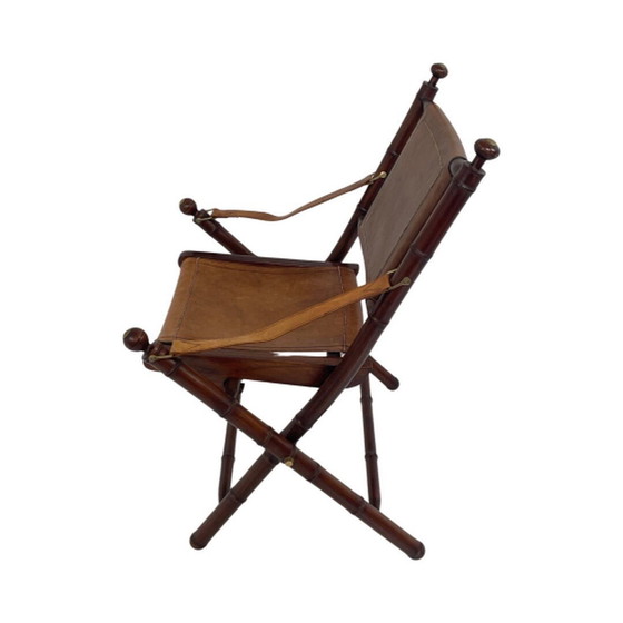 Image 1 of Offiziersstuhl - Holz- und Lederpolsterung -