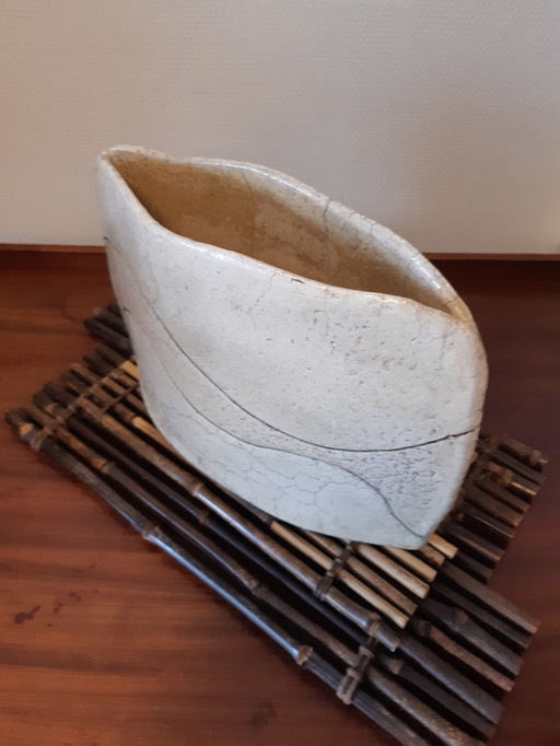 Raku Keramikvase Ikebana 1980er Jahre