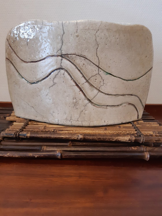 Image 1 of Raku Keramikvase Ikebana 1980er Jahre