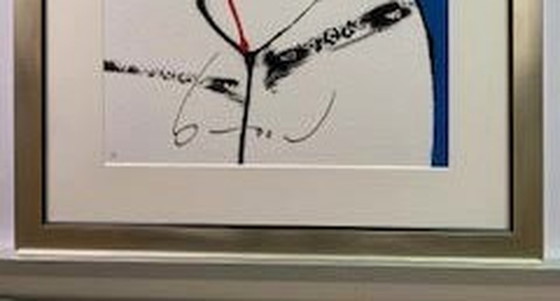 Image 1 of Herman Brood Silkscreen Hips (blau) Handsigniert und neuer Rahmen.