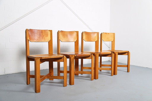 4 x Vintage Eßzimmerstühle Ulmenholz