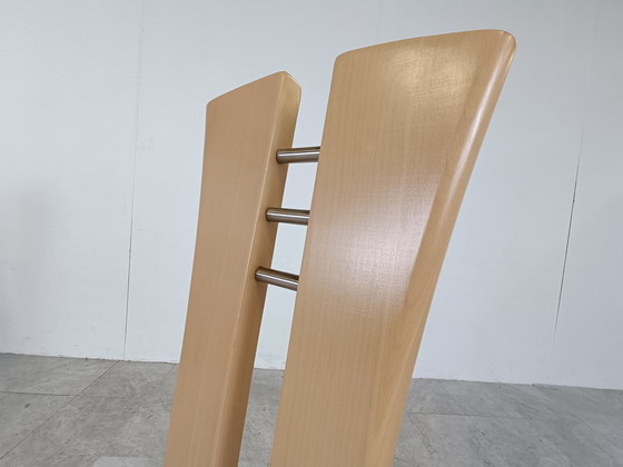 Image 1 of 6x Vintage Esszimmerstuhl aus Holz mit hoher Rückenlehne