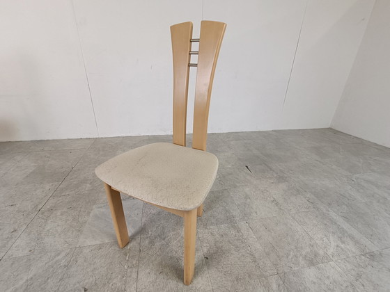 Image 1 of 6x Vintage Esszimmerstuhl aus Holz mit hoher Rückenlehne