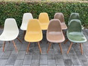 8x Eames Original Herman Miller DSW Glasfaser-Walnussdübelsockel