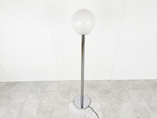 Vintage Stehlampe aus Chrom und Glas, 1970er