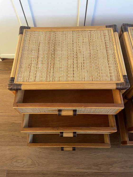 Image 1 of Vintage Rattan/Korbbett mit 2 Schränken