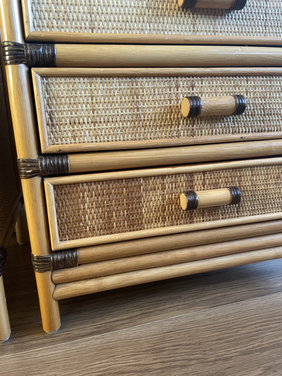 Image 1 of Vintage Rattan/Korbbett mit 2 Schränken